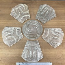 1920s Jean Noverdy French Art Deco Frosted Glass Ceiling Light Chandelier Panels