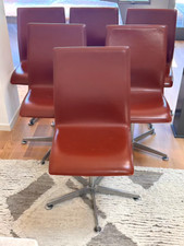 6 original Arne Jacobsen Oxford Chairs in brown leather 