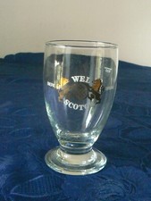 ANTIQUE WEL SCOTCH BROWN ADVERTISING FOOT BEER GLASS VINTAGE COLLECTION 