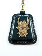 KEYCHAIN - UTA - AIR TRANSPORT UNION - Africa, MASK metal on LEATHER -