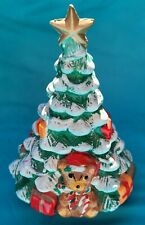 Vintage Brimnes Ceramic Wind Christmas Tree Teddy Bear  Jingle Bells Music Box