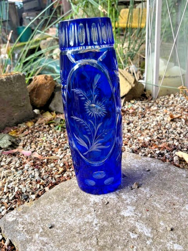 Ancien vase cristal doublé - cristal,