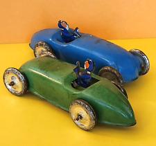 ANTIQUE TOY 2 RACING CARS PENNY TOYS TOLE WITH CAR RACER 12 CM