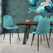 4 Chaises de salle à manger velours pétrole avec dossier salon bureau cuisine