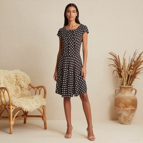 Retro rockabilly robe midi - retro,