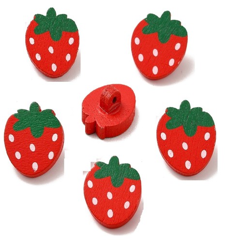 Lot boutons bois fraise - bois,