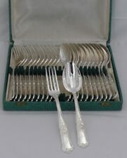 12 Louis XV Style Dessert Cutlery, 24 Piece Silver Metal.