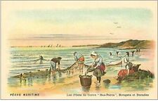 PECHE.PECHE MARITIME.PECHE AUX FILETS DIT DE GREVE.BAS-PARCS, ROUGETS ET DORAD