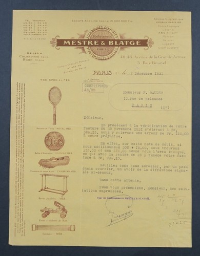 Facture 1931 mestre blatge - 1931,