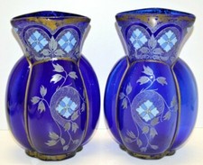 -PAIRE  VASES ANCIENS VERRE