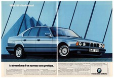 1988 BMW 524 td Vintage Original 2-page Print AD Silver car town photo France