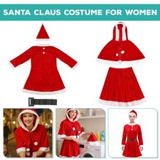 Costume De Noël Élégant Femme Velours Père Noël Cosplay Fête Xmas