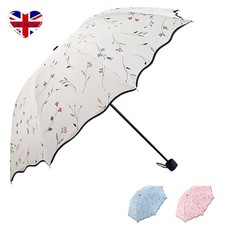 Ladies UV Protection Sun Rain Protection Parasol Folding Flower Umbrella