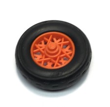 Playmobil Black & Orange Motorcycle Wheel 