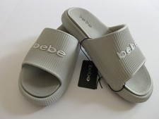 Bebe Comfort Casual Slide Light Gray Multi With Bebe Logo Various Sizes New