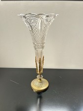 VASE CORNET BRONZE TULIPIER VERRE MOULÉ SOLIFLORE 