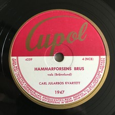 78 rpm Carl Jularbos Kvarett 52' NORWAY Cupol MINT Jukebox Hi Fi Accordion