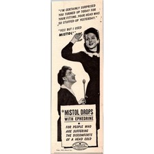 Stanco Inc. Mistol Drops with Ephedrine Head Cold 1940s WWII Era Ad SAH7-7