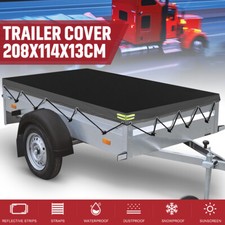 208x114x13cm Bâche de protection Plate Remorque avec Tendeur Imperméable | Noir