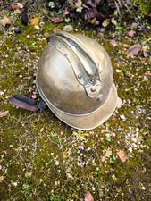 Casque sapeur pompier 1885 porte plumet vis jugulaire et intérieur cuir noir