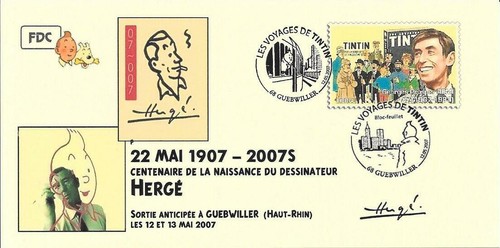 France 2007 fdc carte tintin - france,