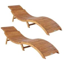 Lot de 2 Chaises Longues Bois