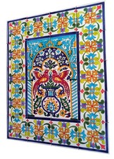 Image de Tuile 60x75 carreaux peints à la main Oiseau Mosaïque Bordures Murale