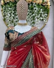 Bollywood Designer Indian Net Febric Embroidery Saree With Unstitched Blouse