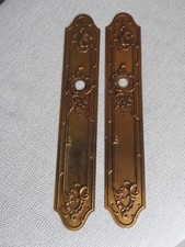 2 ANTIQUE BRASS DOOR CLEANING PLATES HARDWARE LOCK 32 X 5.5