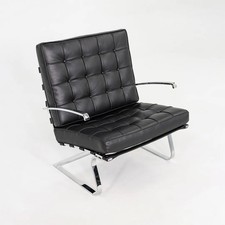 Mies van der Rohe for Knoll Tugendhat Armchair in New Black Leather & Stainless
