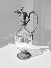 Antique silver metal crystal carafe France 19th century