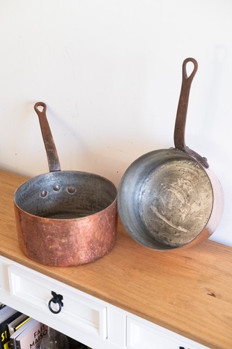 Lot casseroles cuivre massif - lot,