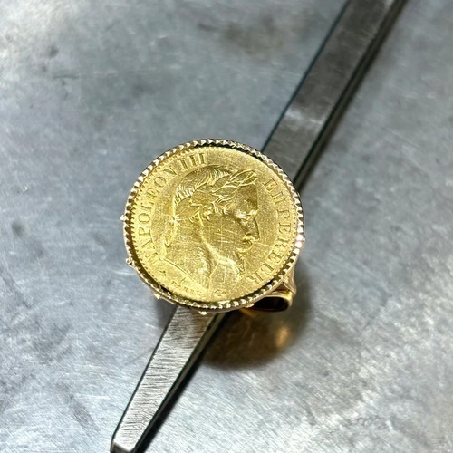 Bague pièce jaune 750 - bague,