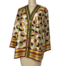 MALIPARMI Tunic Top Boho Womens Sz 40 EU Colorful Bold Funky Artsy blouse Button