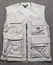 MILLET Fishing Vest Men's Large Tan Nylon Rip Stop Full Zip Vented Embroidered