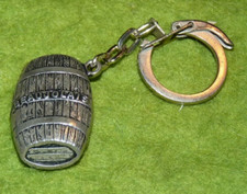 Antique Metal Keychain Beaujolais Barrel Light Embossed Keyring Keychain