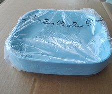 TUPPERWARE Square 8" Plates RAISED EDGES 4PC Lunch/Picnic BPA FREE RAINDROP BLUE