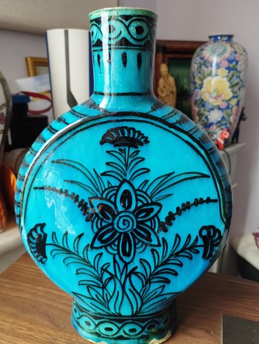 Vase ancien kadjar bleu - , et