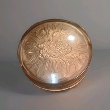 Belle Boîte Art Déco Signée Verlys , Verre Moulé Brun Aspect Dépoli 