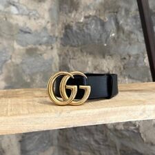 Gucci Black Leather Marmont GG Belt - 75cm