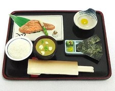 Grilled Salmon Set Japanese Cuisine Miniature by Puchi Sample Series Re-Ment