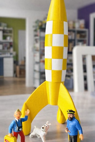 Fusée tintin jaune blanc - jaune,