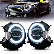 VLAND Pair LED Headlights For 2007-2015 Mini Cooper R56 R57 R58 R59 Sequential