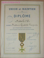 DIPL046 - DIPLOME SECOURS MUTUELS DE RETRAITE 1956 MEDAILLE D'OR