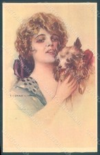 Artist Signed Corbella Glamour Lady Spitz Dog serie 335-3 postcard HR2921