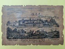 Old postcard leather parchment PARIS L'HÔPITAL SAINT LOUIS in 1615 Mills