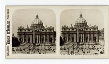 Italy, Rome, St. Peter's Basilica, Easter Day Facade, Vintage Stereo, 