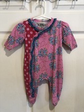 Flit & Flitter Baby Girls 1-Piece Outfit Size 3 Months Pink Blue Ruffled