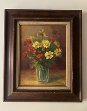 HST PAINTING SUPERB BOUQUET OF FLOWERS CIRCA 1950 SIGNATURE TO DECIPHER