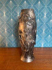 Antique pewter vase, rare "Metal Juventa Prima" art nouveau era. circa 1900.